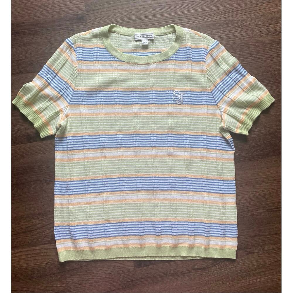 St. John Sport Striped knit Wool blend Pullover Blouse